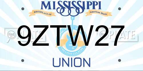 9ZTW27 Mississippi License Plate