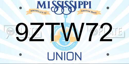 9ZTW72 Mississippi License Plate