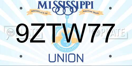 9ZTW77 Mississippi License Plate