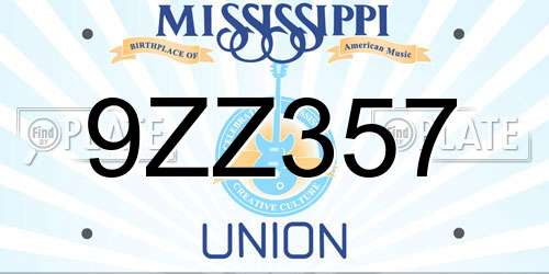 9ZZ357 Mississippi License Plate