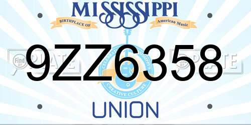 9ZZ6358 Mississippi License Plate