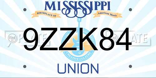 9ZZK84 Mississippi License Plate