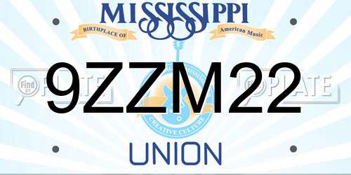 9ZZM22 Mississippi License Plate