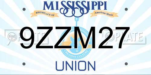9ZZM27 Mississippi License Plate