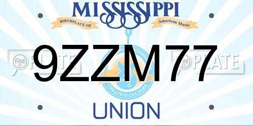 9ZZM77 Mississippi License Plate
