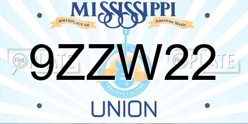 9ZZW22 Mississippi License Plate