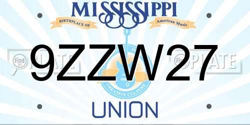 9ZZW27 Mississippi License Plate