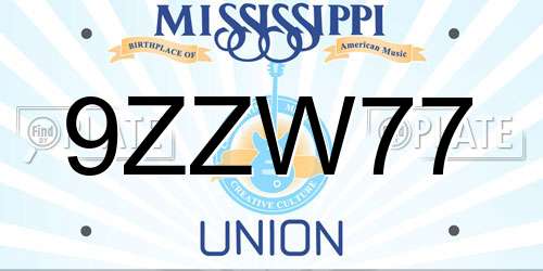 9ZZW77 Mississippi License Plate