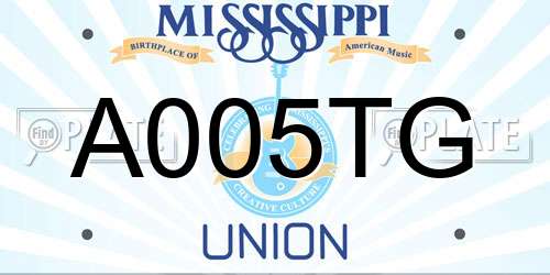 A005TG Mississippi License Plate