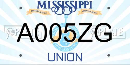 A005ZG Mississippi License Plate