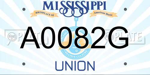 A0082G Mississippi License Plate
