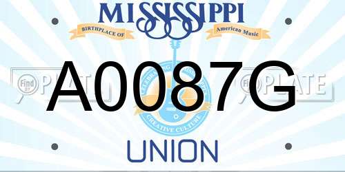 A0087G Mississippi License Plate