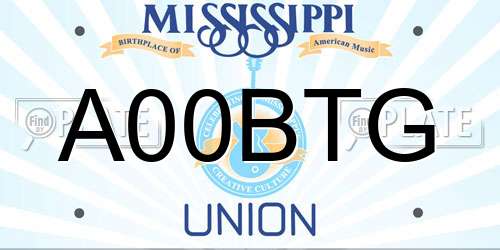 A00BTG Mississippi License Plate