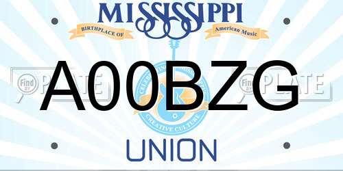 A00BZG Mississippi License Plate