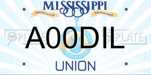 A00DIL Mississippi License Plate