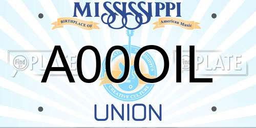 A00OIL Mississippi License Plate