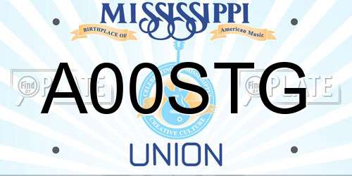 A00STG Mississippi License Plate