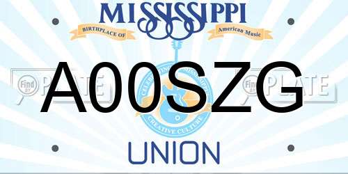 A00SZG Mississippi License Plate