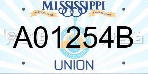 A01254B Mississippi License Plate