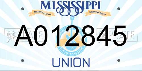 A012845 Mississippi License Plate