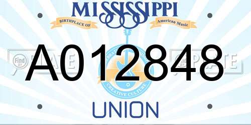 A012848 Mississippi License Plate
