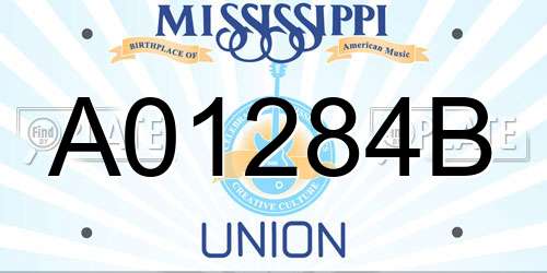 A01284B Mississippi License Plate