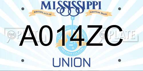 A014ZC Mississippi License Plate