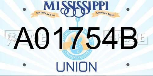 A01754B Mississippi License Plate