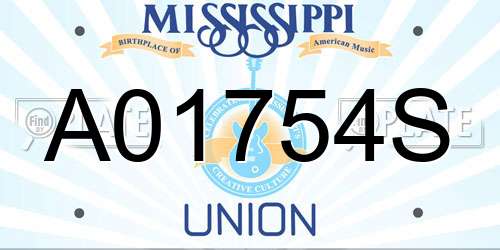 A01754S Mississippi License Plate