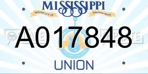 A017848 Mississippi License Plate