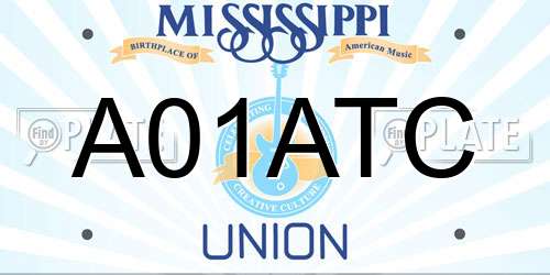 A01ATC Mississippi License Plate