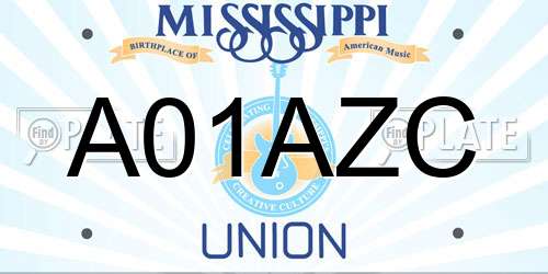 A01AZC Mississippi License Plate