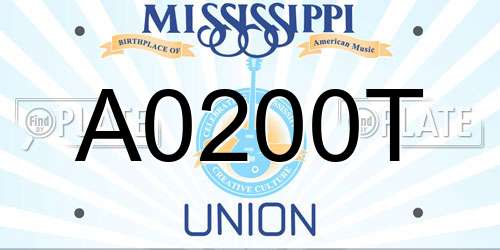A0200T Mississippi License Plate