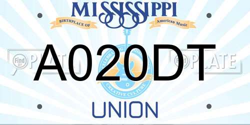 A020DT Mississippi License Plate