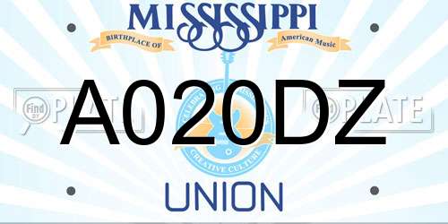 A020DZ Mississippi License Plate