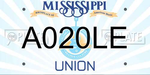 A020LE Mississippi License Plate
