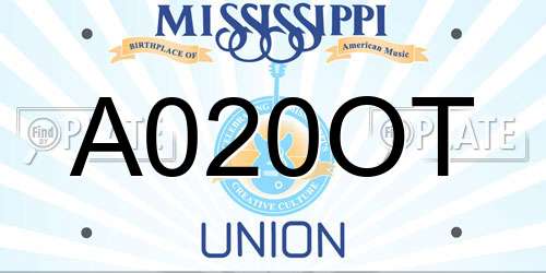 A020OT Mississippi License Plate