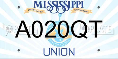 A020QT Mississippi License Plate