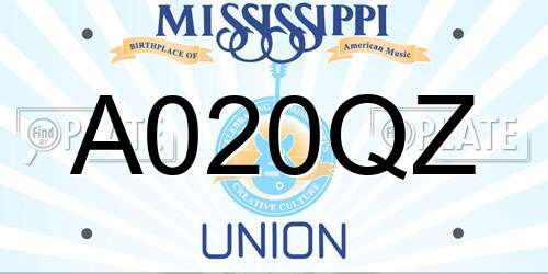 A020QZ Mississippi License Plate
