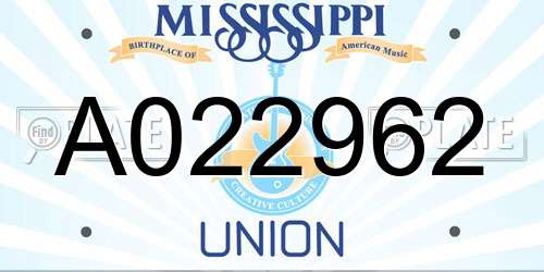 A022962 Mississippi License Plate
