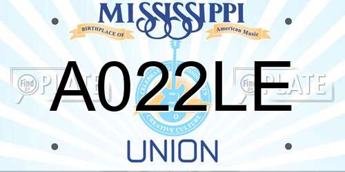 A022LE Mississippi License Plate