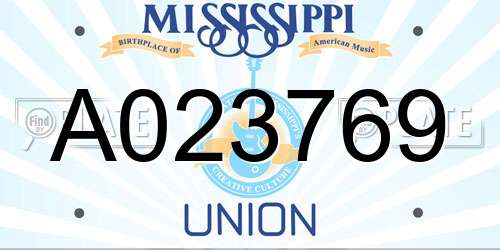 A023769 Mississippi License Plate