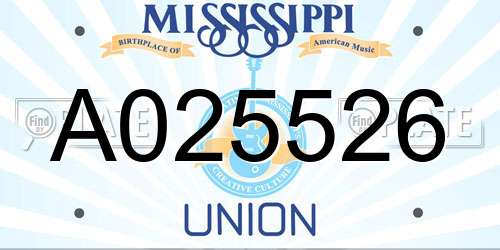 A025526 Mississippi License Plate