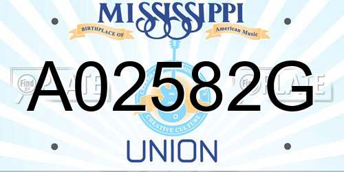 A02582G Mississippi License Plate
