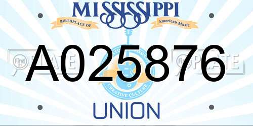 A025876 Mississippi License Plate