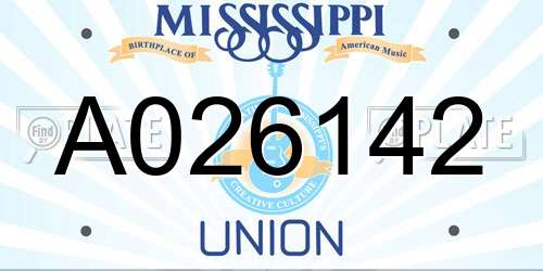 A026142 Mississippi License Plate