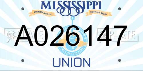 A026147 Mississippi License Plate