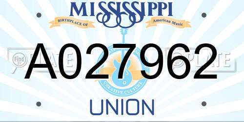A027962 Mississippi License Plate