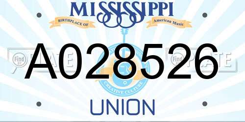 A028526 Mississippi License Plate