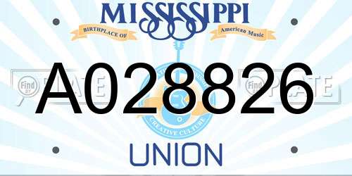 A028826 Mississippi License Plate